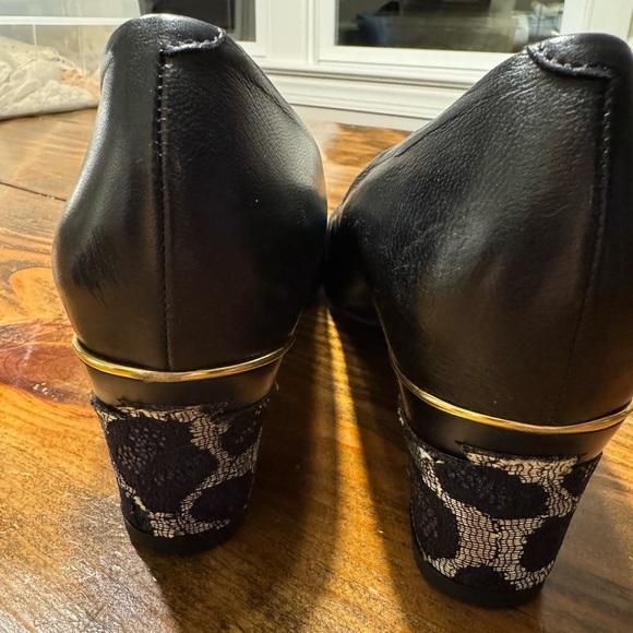 Tanya Heath Shoes Classic Pump Size 41 Almond toe black leather Made in France - Picture 7 of 9